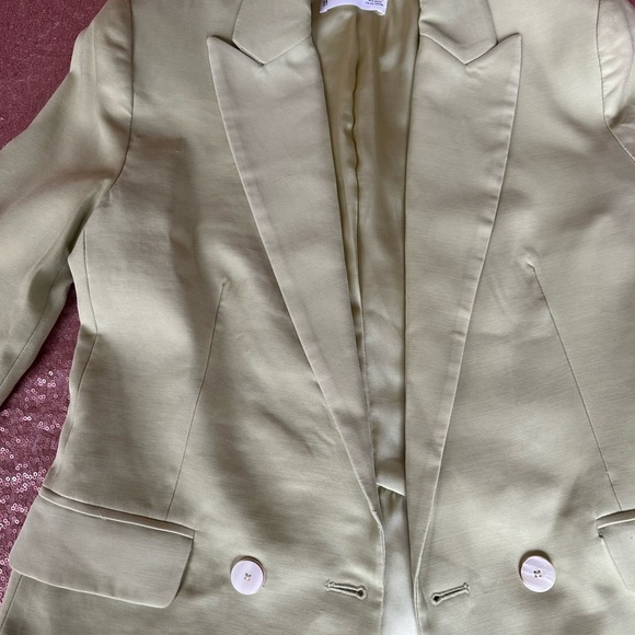 MNG Mango Blazer Women XXS Green Double Breasted  Stretch  Pockets, Relax/Resort - Picture 2 of 9